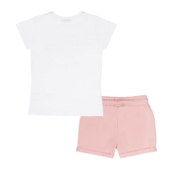 Leone Conjunto camiseta y pantalón corto de algodón Shiny para niña