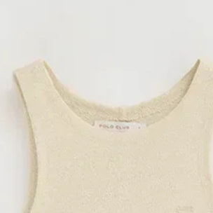 Vestito color crema in filo rustico con logo Polo Club