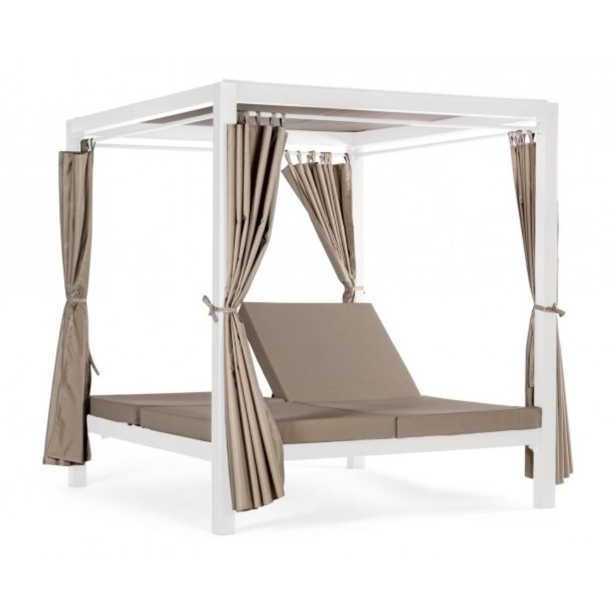 Daybed DREAM con struttura in alluminio bianco e lettini reclinabili tortora