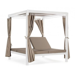 Daybed DREAM con struttura in alluminio bianco e lettini reclinabili tortora