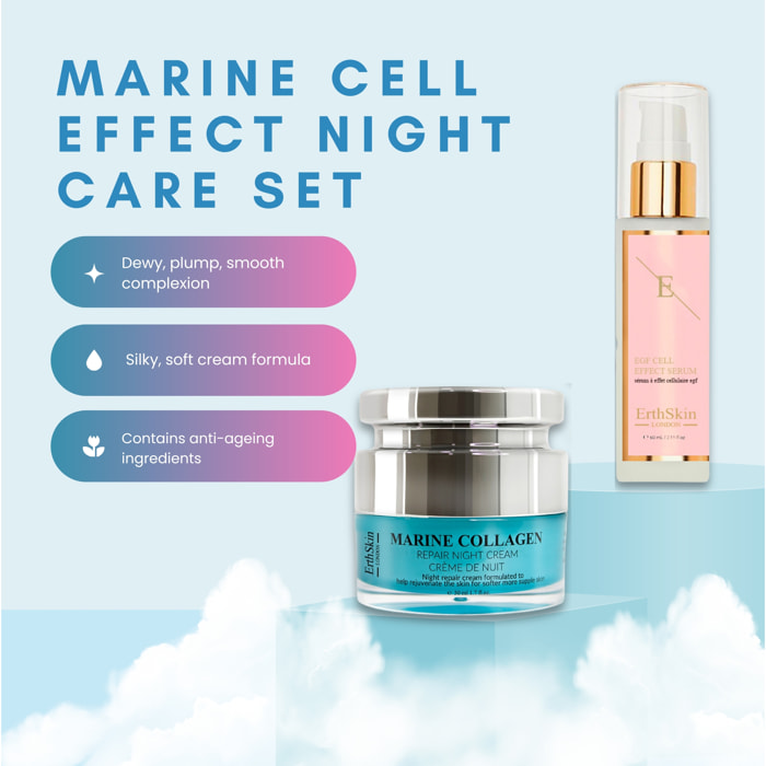 SERUM EFECTO CELULAR EGF +Crema de Noche de Colágeno Marino