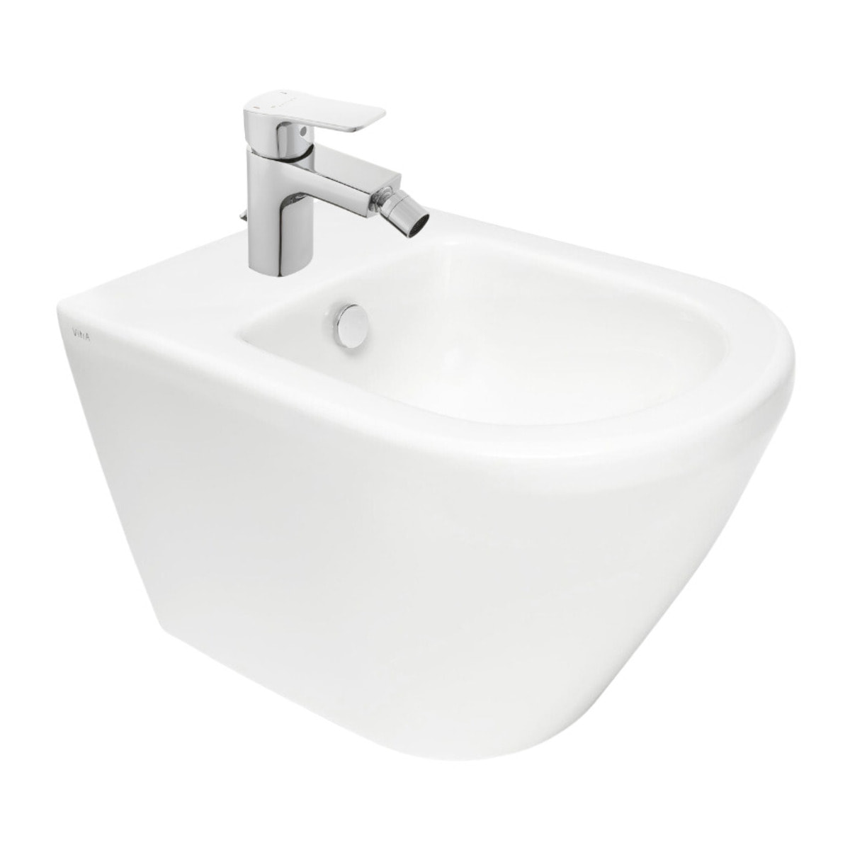 Vitra Integra bidet suspendu 35,5x54 cm + trop-plein + Optima Cube Way by Siko Mitigeur bidet (7042-0288CU235)