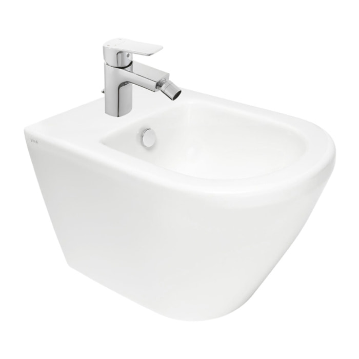 Vitra Integra bidet suspendu 35,5x54 cm + trop-plein + Optima Cube Way by Siko Mitigeur bidet (7042-0288CU235)