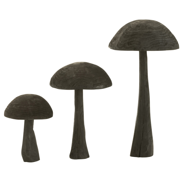 J-Line Champignon En Bois Noir Large