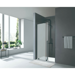 X-MOTION Porte de douche 200x140cm Coulissante, anticalcaire avec profilé noir mat (SATBWIXM140NIKAC)