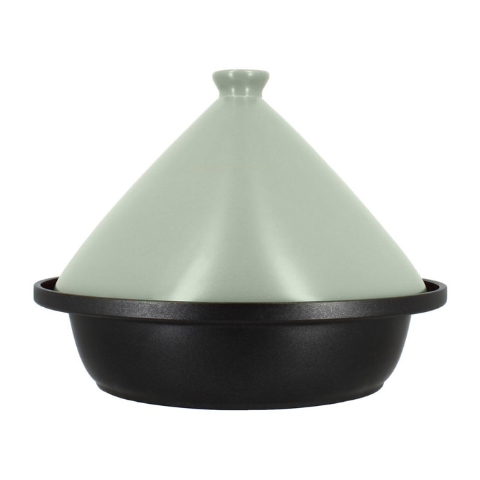 Tajine d24cm fond alu induction couvercle en céramique celadon