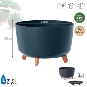 Macetero color antracita eco,sin depósito , colección gracia de 39 x 39 x 25,7 cm, capacidad de 21,5 l.
