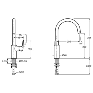 Robinet cuisine July+ col de cygne et orientable