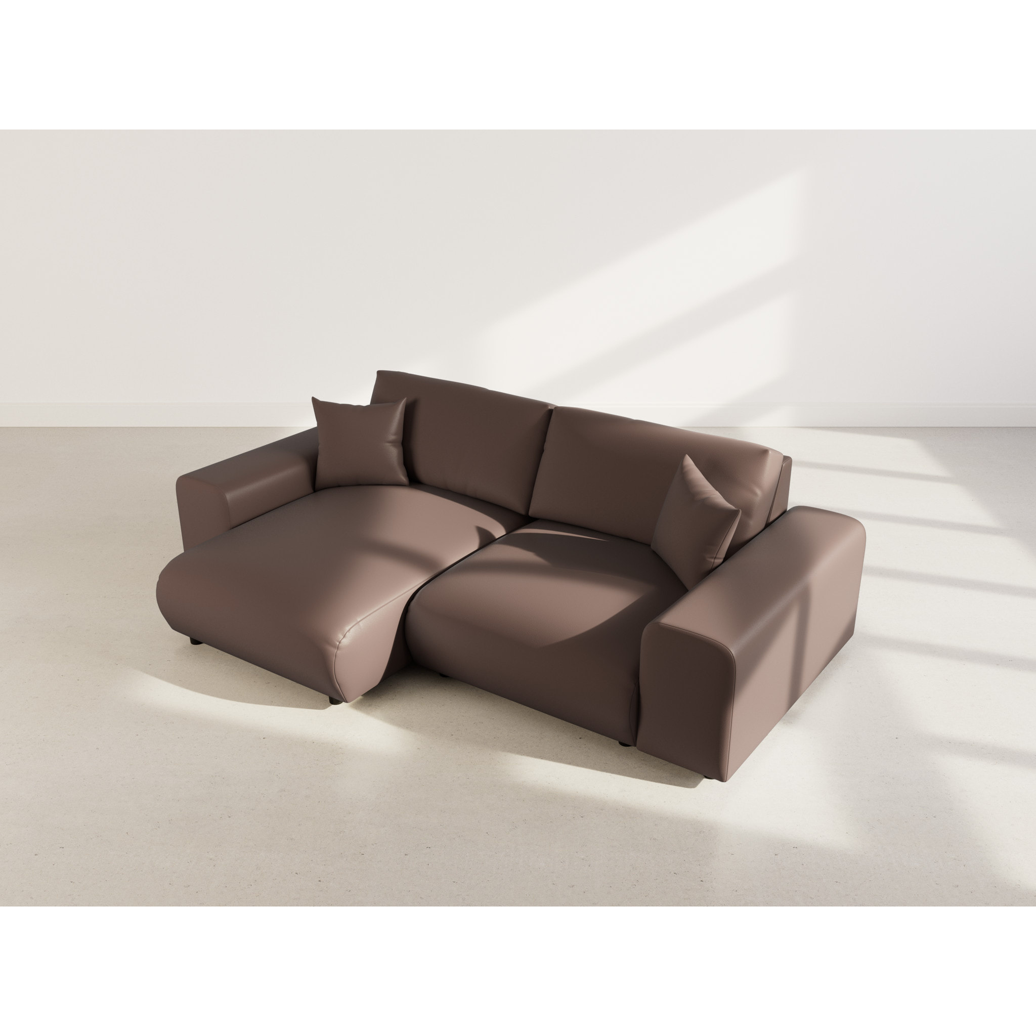 Garance - canapé d'angle réversible 4 places en simili - Marron