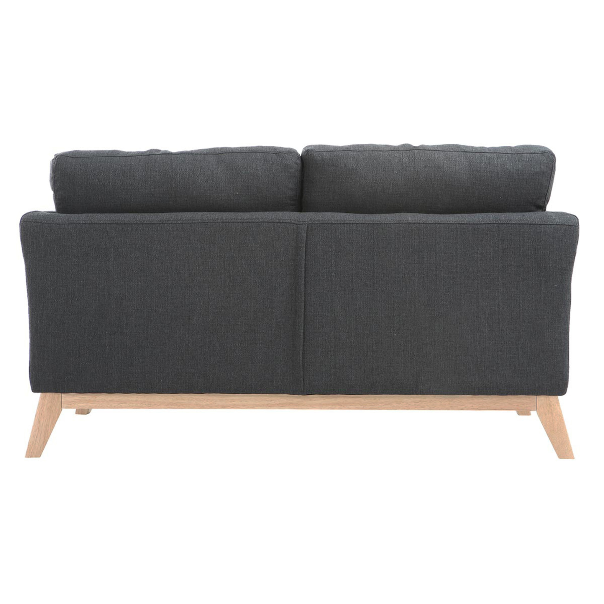 Canapé scandinave déhoussable 2 places en tissu gris foncé et bois clair OSLO