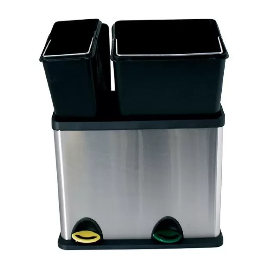 Poubelle à  pédale Tri sélectif Inox 18L+8L MSV