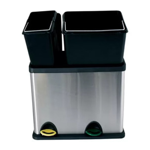 Poubelle à  pédale Tri sélectif Inox 18L+8L MSV