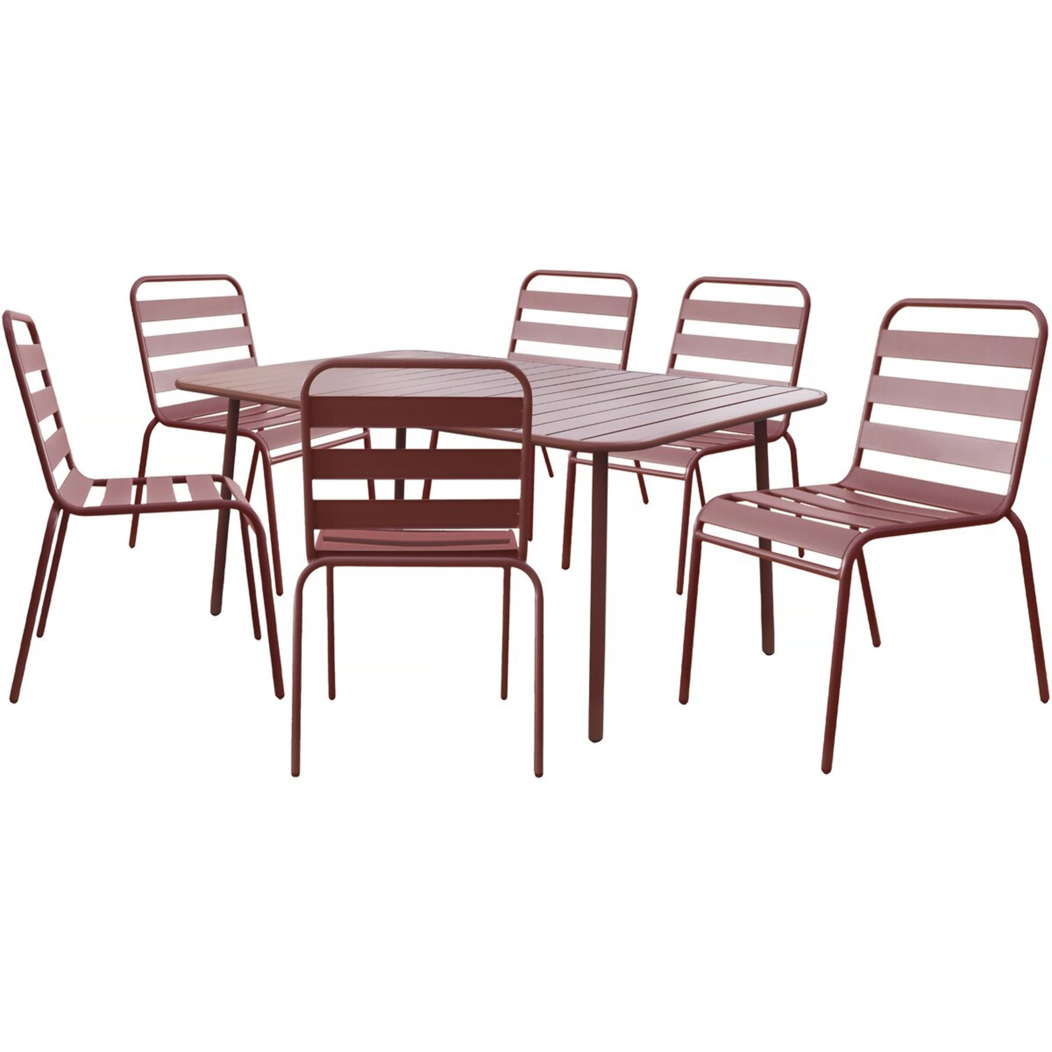 Table et chaises de jardin en métal "Bilbao" - 6 places - Terracotta