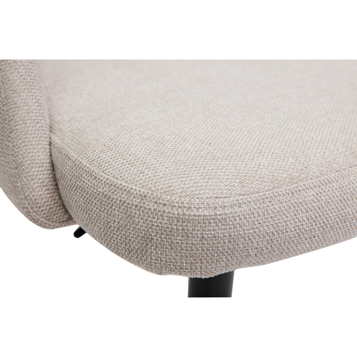 Tabourets de bar relevables tissu effet velours texturé beige et métal noir (lot de 2) COSETTE