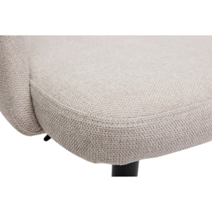 Tabourets de bar relevables tissu effet velours texturé beige et métal noir (lot de 2) COSETTE