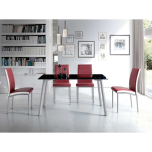 Mesa fija – Cristal negro y patas gris mate