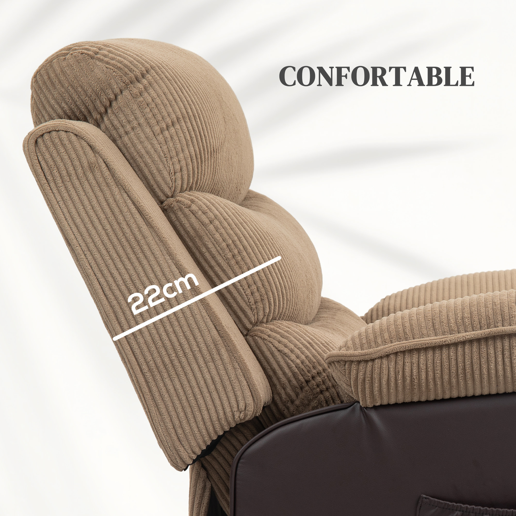 Sillón Relax Reclinable Eléctrico Levanta Personas, Sillón Elevador, con Puerto USB, Control Remoto, Reposapiés, Tapizado en Pana, Bolsillos Laterales, Marrón