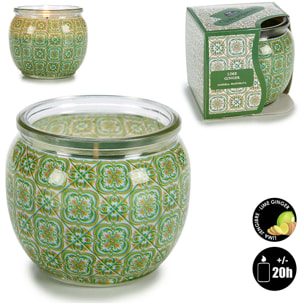 Candela profumata in barattolo di vetro odore di zenzero e lime.