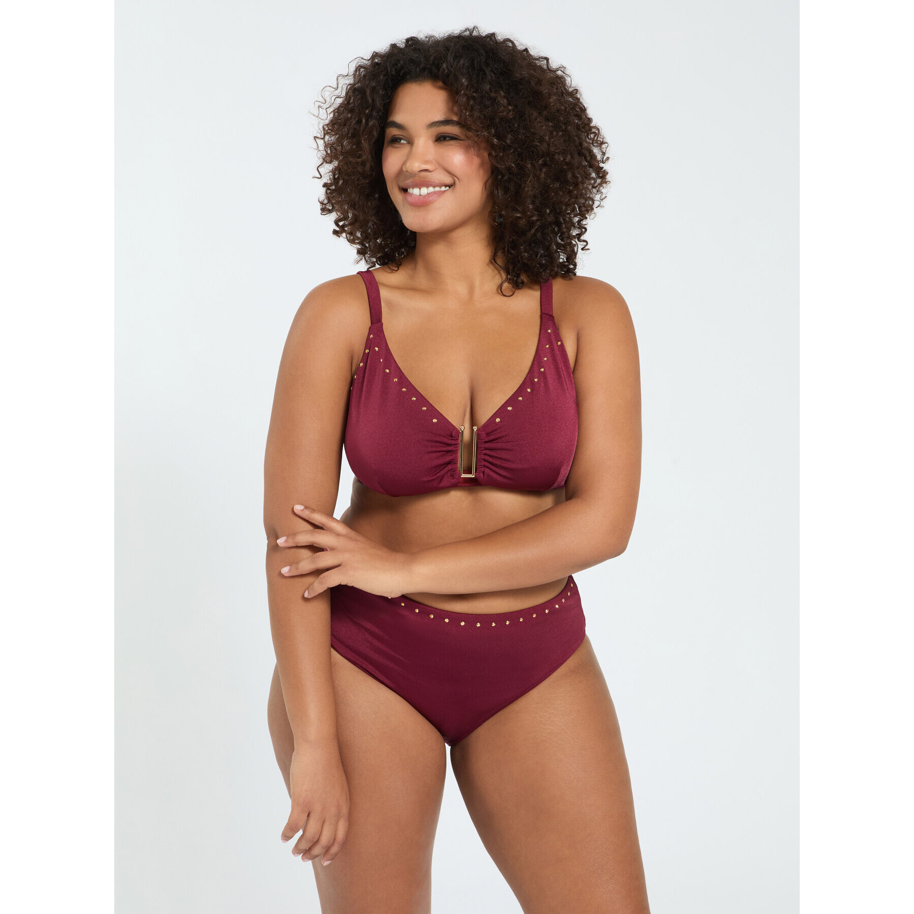 Fiorella Rubino - Bikini con tachuelas y motivo cut out - Rojo