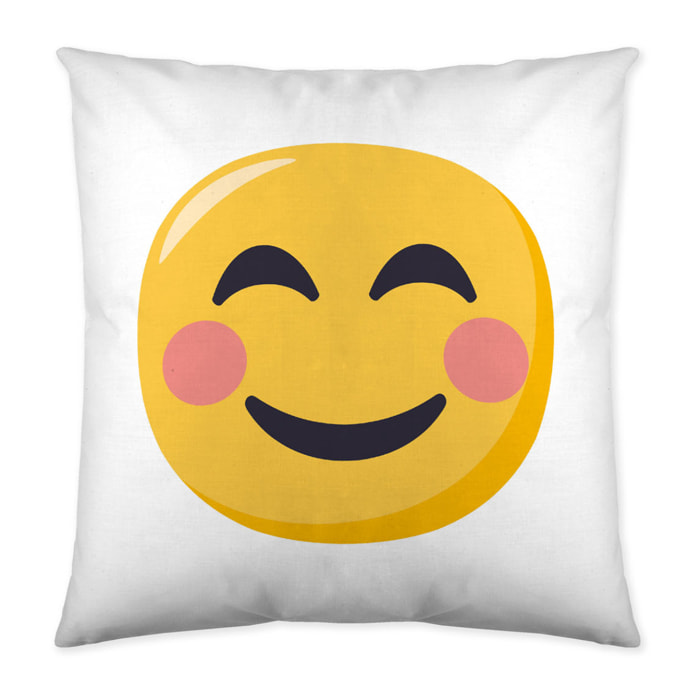 Emoji - Funda de Cojín Estampado - Con Cremallera - Sin relleno - 100% Algodón - Emoji 9