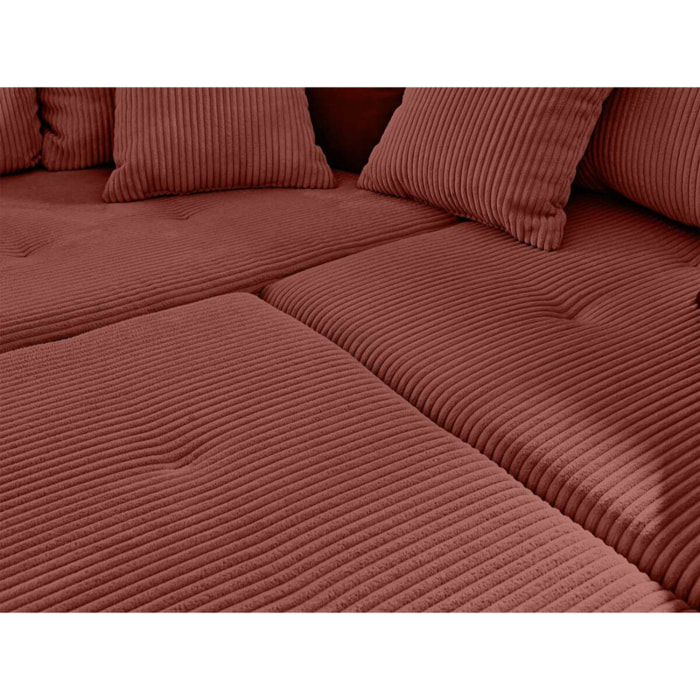 Rune - pouf modulable - en velours côtelé - Terracotta