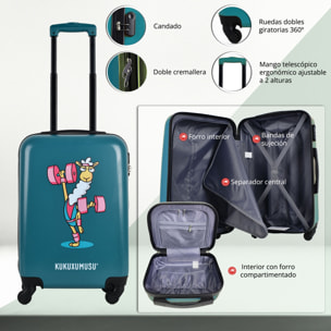 Juego de maletas rígidas con ruedas kukuxumusu 3 piezas color azul