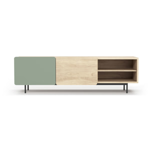 Bajo tv Biscuit roble claro y verde 54x180x44 cm