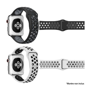 Bracelet IBROZ Apple Watch Sport 42/44/45mm noir+blanc