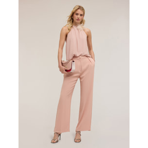 Motivi - Top halter con fiore in chiffon - Rosa cipria