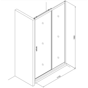 Tex Set complet Porte de douche coulissante verre transparent Easy Clean, glissières silencieuses 120x195cm