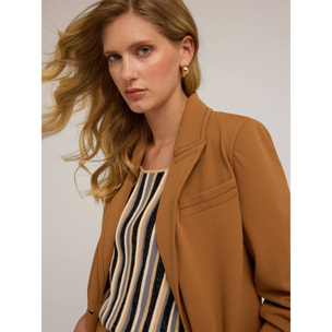 Motivi - Chaqueta de un solo botón con costuras en contraste - Marrón