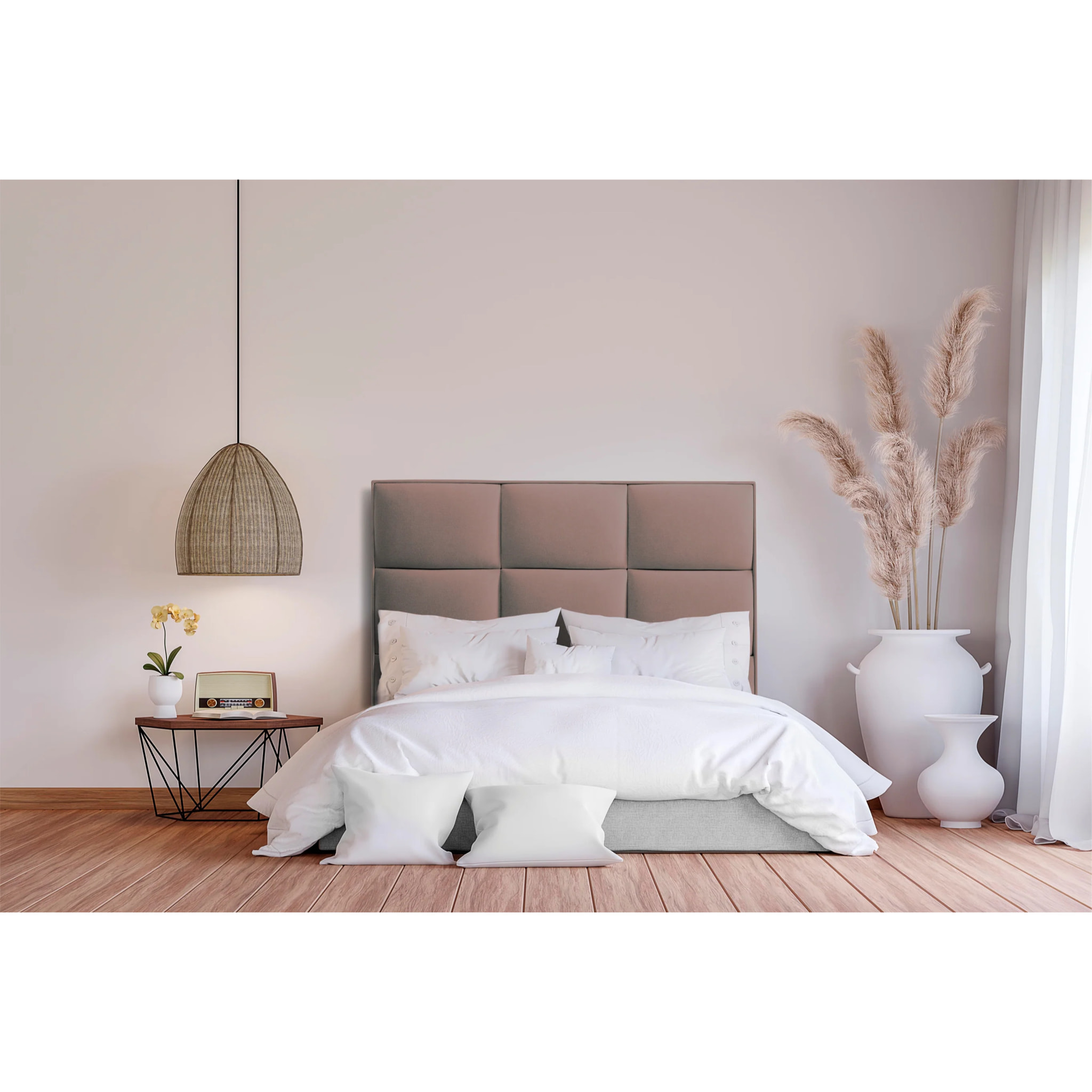 Cabecero de madera tapizado en tela para cama de 105 115x132