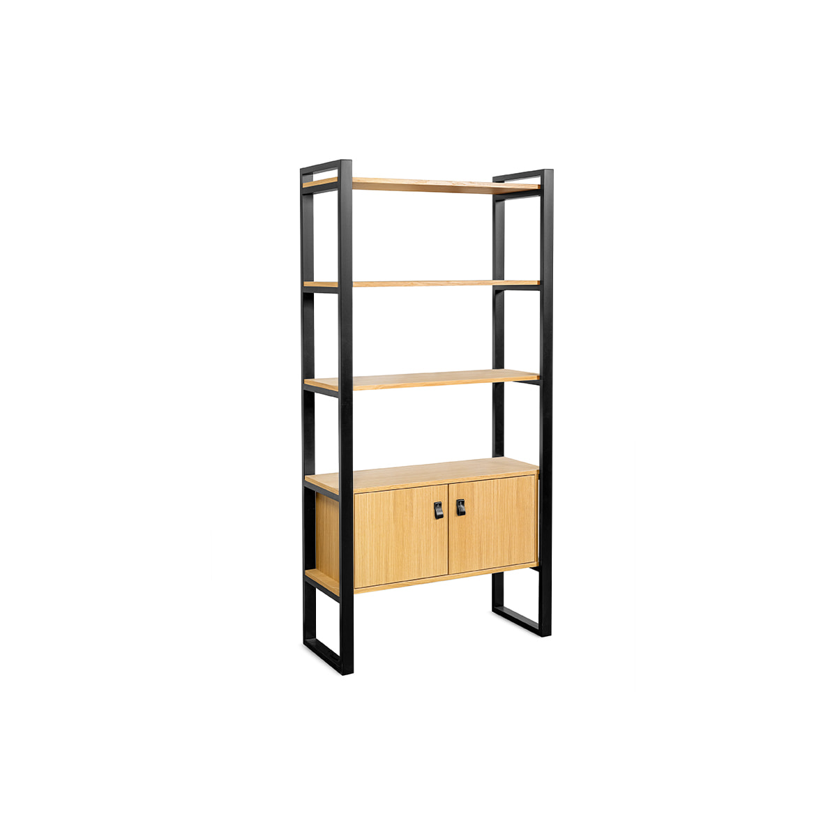 Bibliothèque bois clair chêne et métal noir H195 cm OPAL