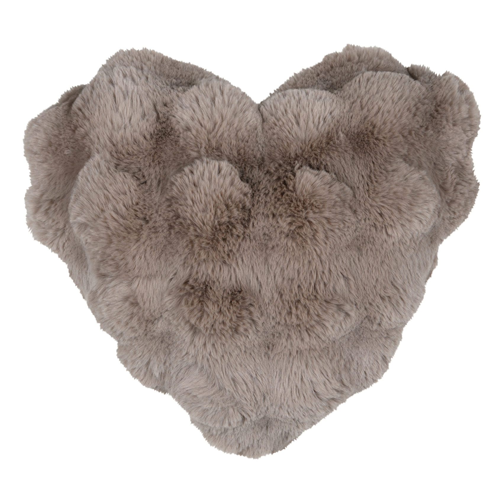 Coussin décoratif cœur imitation fourrure - Naturel