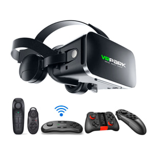 Gafas de realidad virtual J50. Auriculares bluetooth, vista panorámica 360º. Compatibles con IOS, Android.