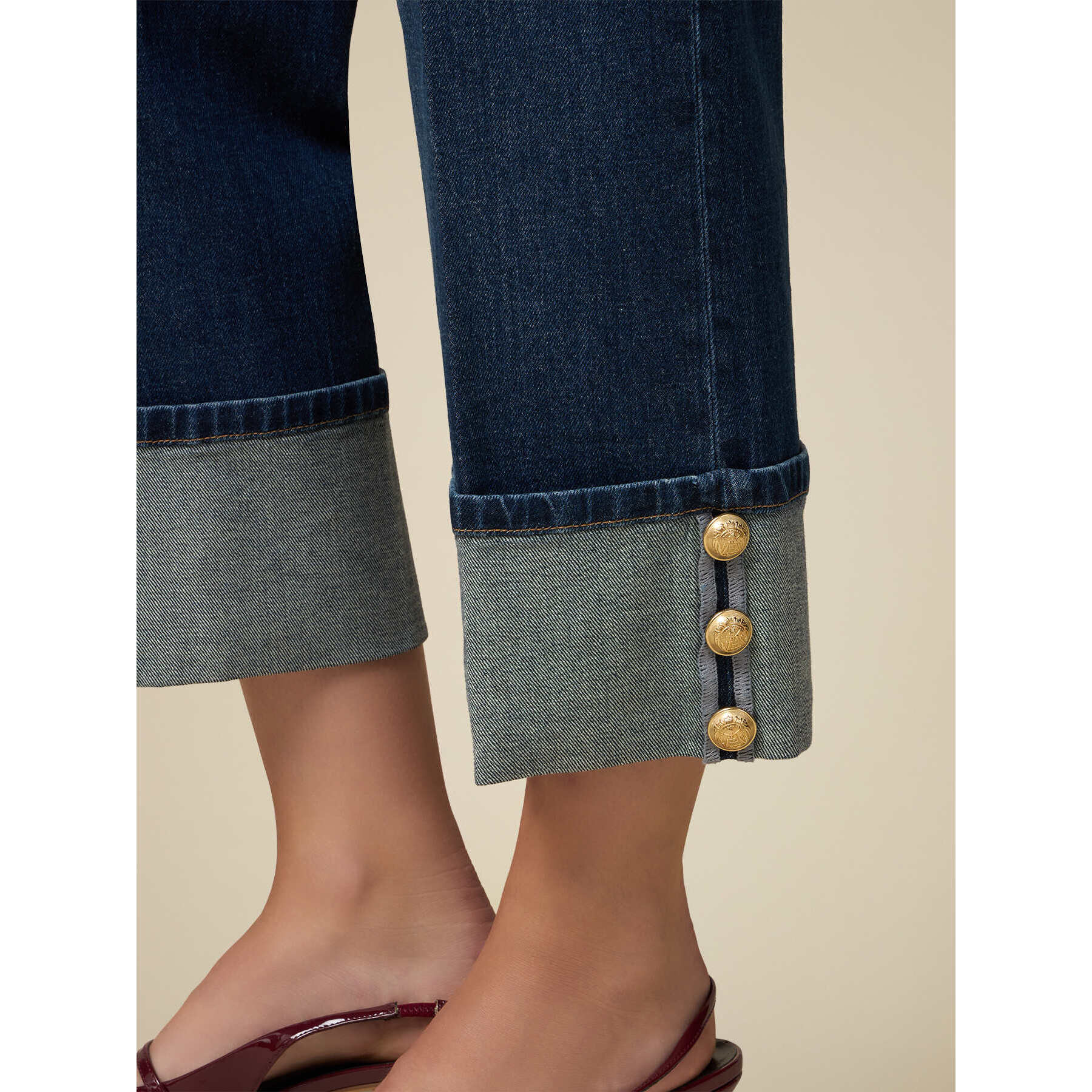 Oltre - Cropped jeans with cuffs - Azul