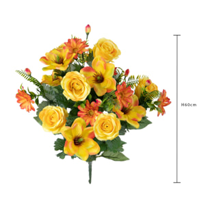 Bouquet Rose E Magnolia per 18 60 Cm - Pezzi 2 - 26X60X25cm - Colore: Giallo - Bianchi Dino - Fiori Artificiali