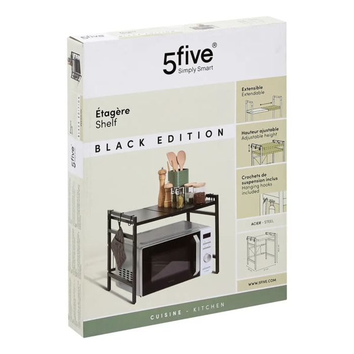 Etagère micro-onde Black edition extensible 1 étagère noir