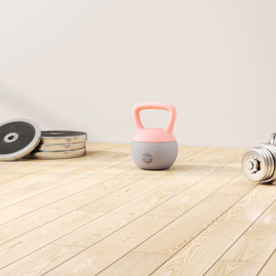 Pesa Rusa 10 kg, Soft Kettlebell Relleno de Arena Metálica y Mango Antideslizante, para Entrenamiento Culturismo en Casa, Gimnasio, Rosa Palo y Gris