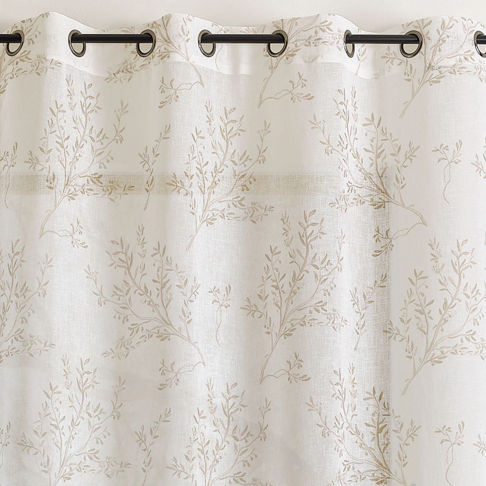 Voilage impression feuillage poétique - Beige