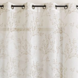 Voilage impression feuillage poétique - Beige