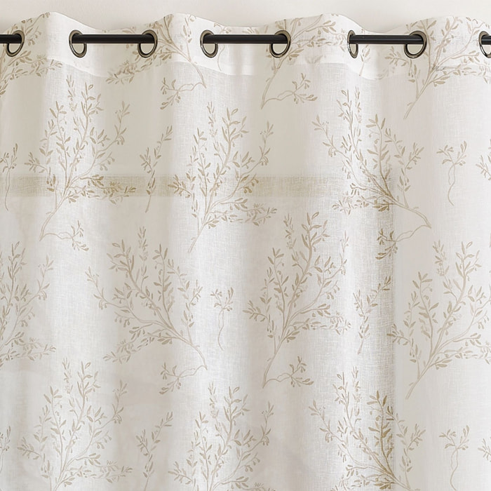 Voilage impression feuillage poétique - Beige
