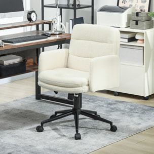 Chaise de bureau bouclette crème grand confort piètement acier noir