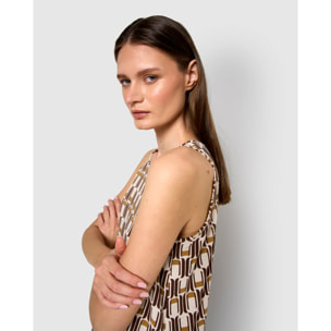 Vestido largo tirantes crepe suede ocre