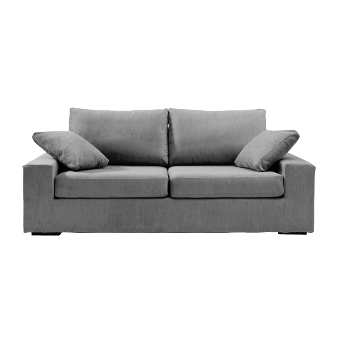 Canapé 3 pl DEULE 193 cm fixe tissu Moderne Graphite - 100% déhoussable - Fabriqué en France