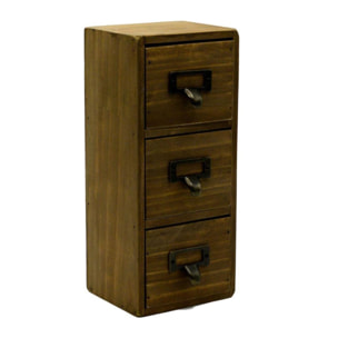 Portatutto in legno rettangolare 3 cassetti cm11,5x10h27