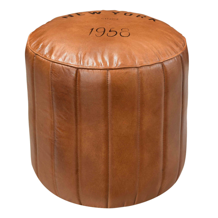 Pouf rond en cuir marron D42 cm - Bally