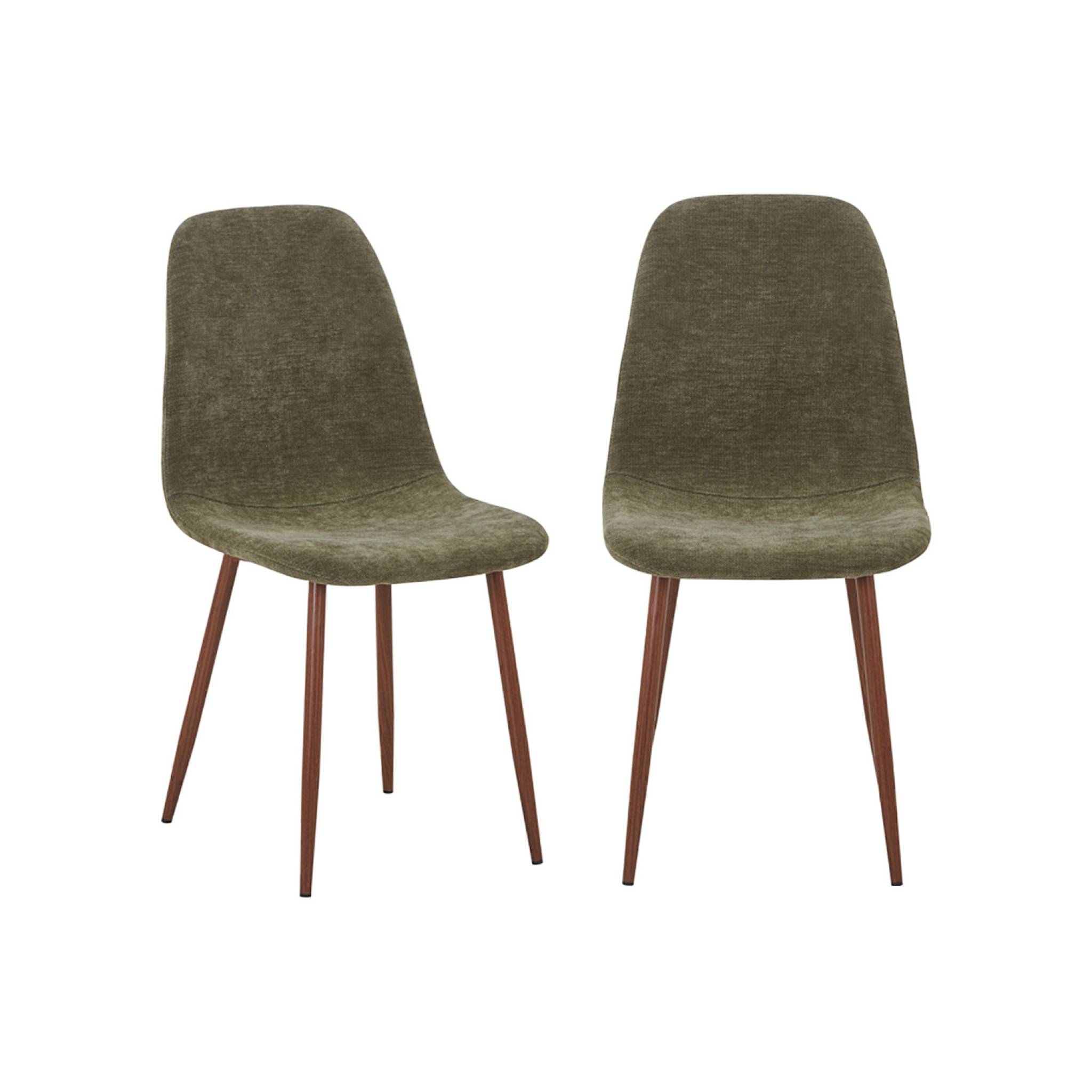 Chaise décor bois teinte noyer et tissu (lot de 2) VERA