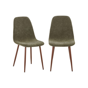 Chaise décor bois teinte noyer et tissu (lot de 2) VERA
