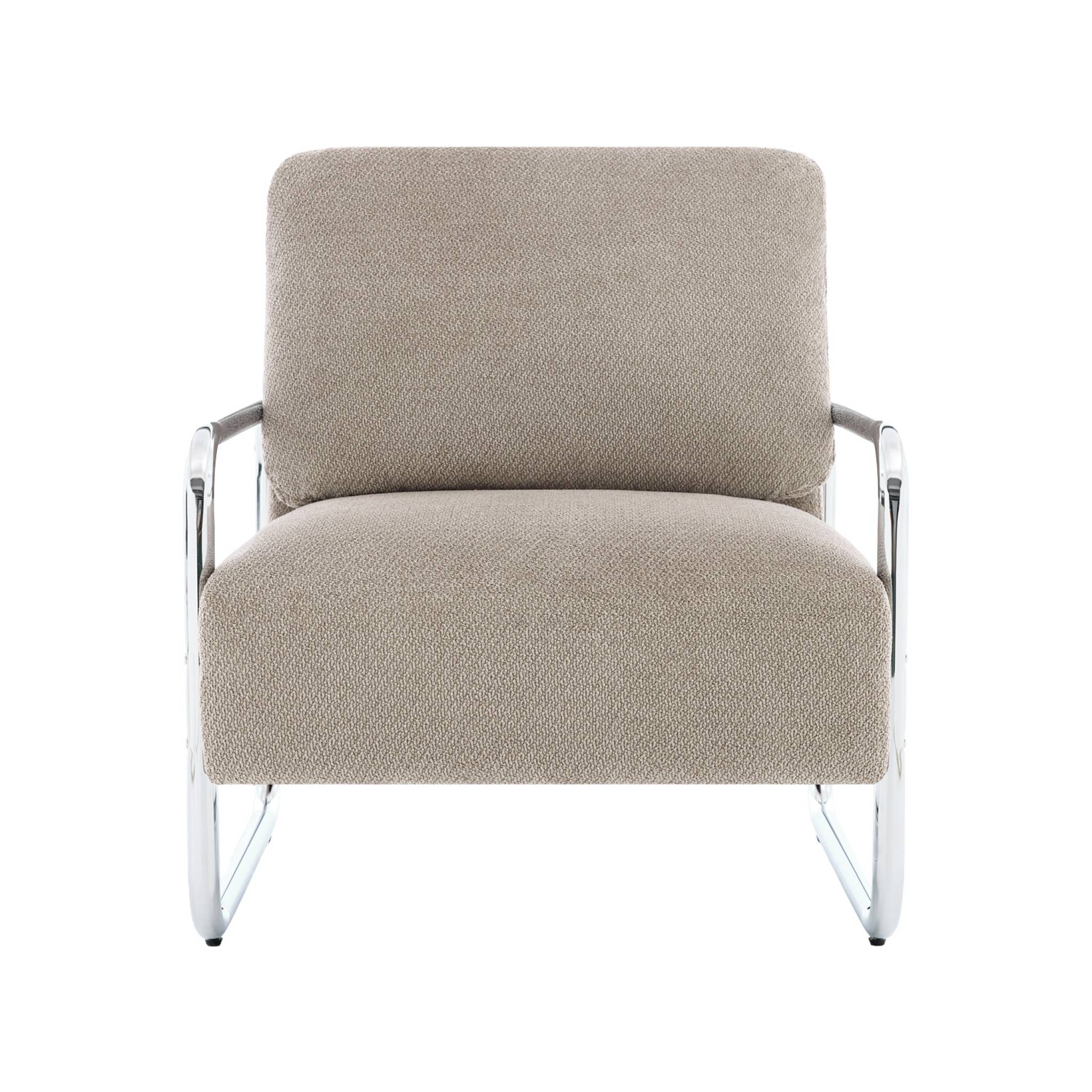 Fauteuil vintage tissu chenille armature chromée JOE